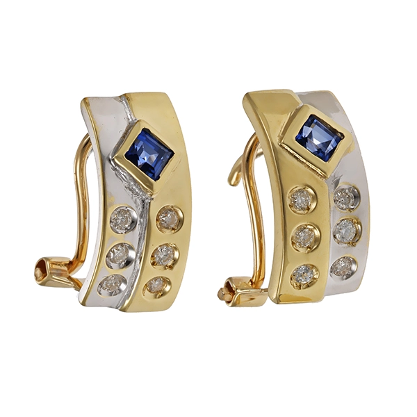 Clip-Stecker, 14K, Gelb-/Weißgold, Saphire, Brillanten