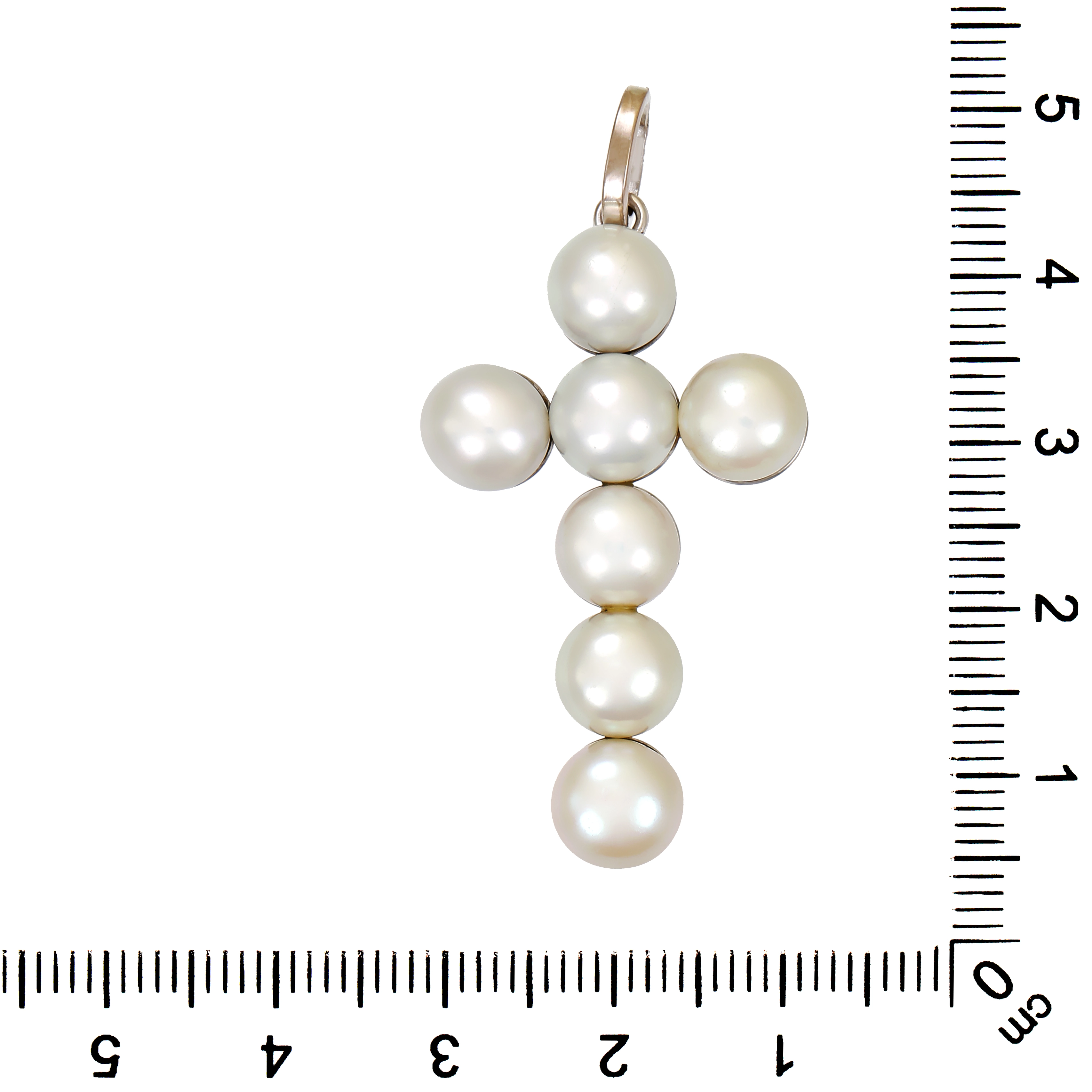 Anhänger, 18K, Weißgold, Perlen, Kreuz