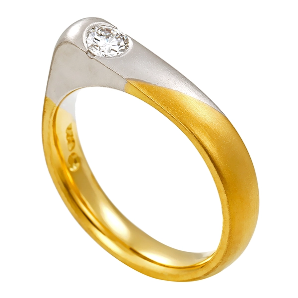 Diamantring, 18K, Gelb-/Weißgold, Brillant 0,25 ct