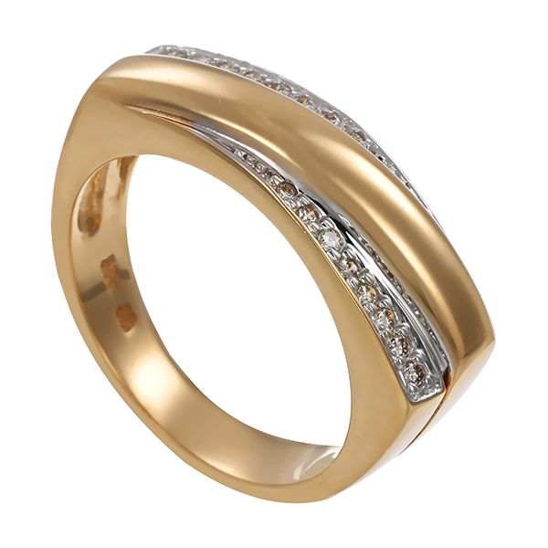 Ring, 14K, Gelb-/Weißgold, Brillanten
