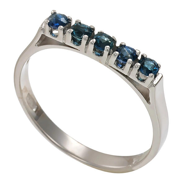 Ring, 14K, Weißgold, Saphir