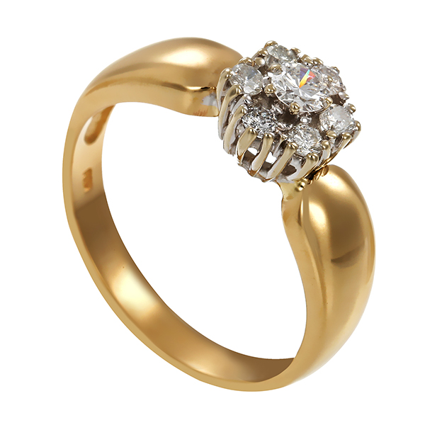 Diamantring, 14K, Gelb-/Weißgold, Brillanten 0,34 ct