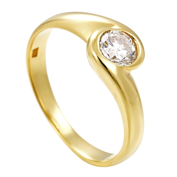 Diamantring, 14K, Gelbgold, Brillant 0,43 ct