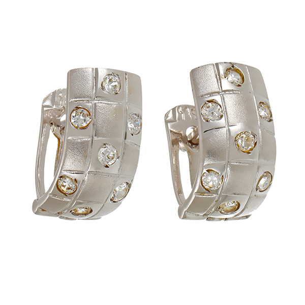 Clip-Stecker, 14K, Weißgold, Zirkonia