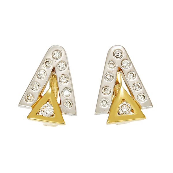 Ohrhänger, 14K, Gelb-/Weißgold, Brillanten
