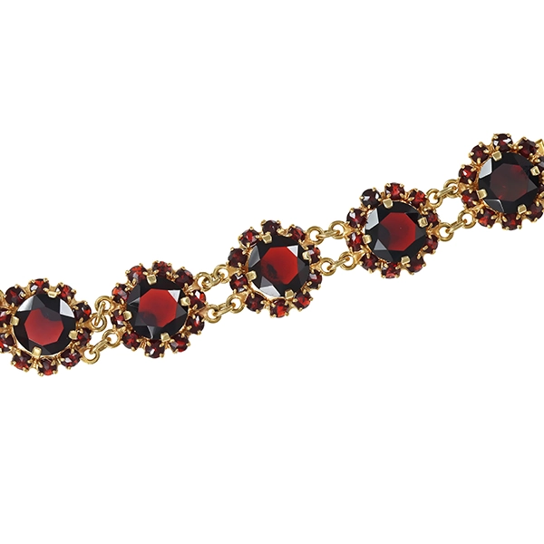 Armband, 14K, Gelbgold, Granat
