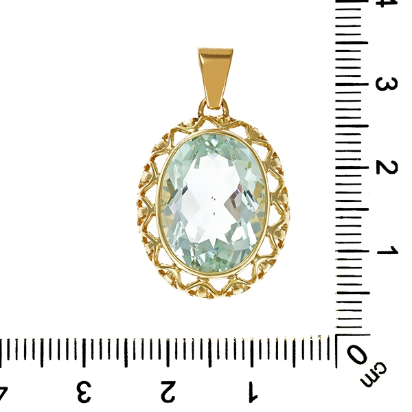 Anhänger, 14K, Gelbgold, Aquamarin