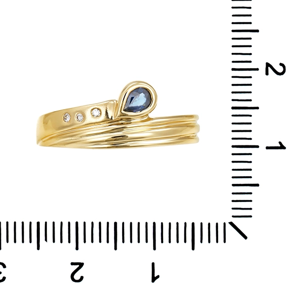 Ring, 14K, Gelbgold, Saphir, Brillanten