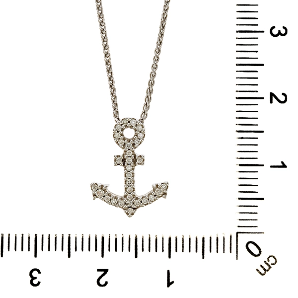 Collier, 14K, Weißgold, Brillanten, Anker
