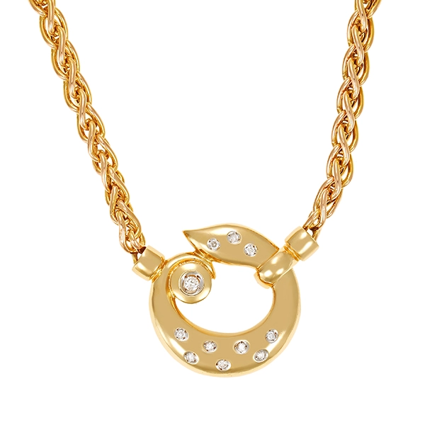 Collier, 14K, Gelbgold, Brillanten