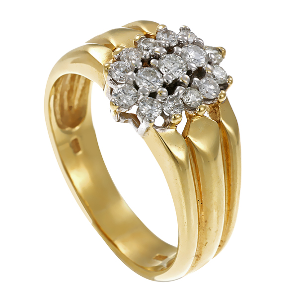 Diamantring, 14K, Gelb-/Weißgold, Brillanten
