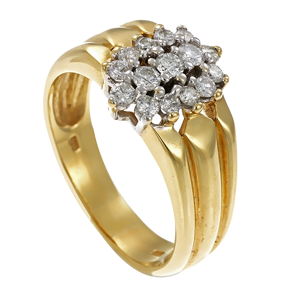 Diamantring, 14K, Gelb-/Weißgold, Brillanten