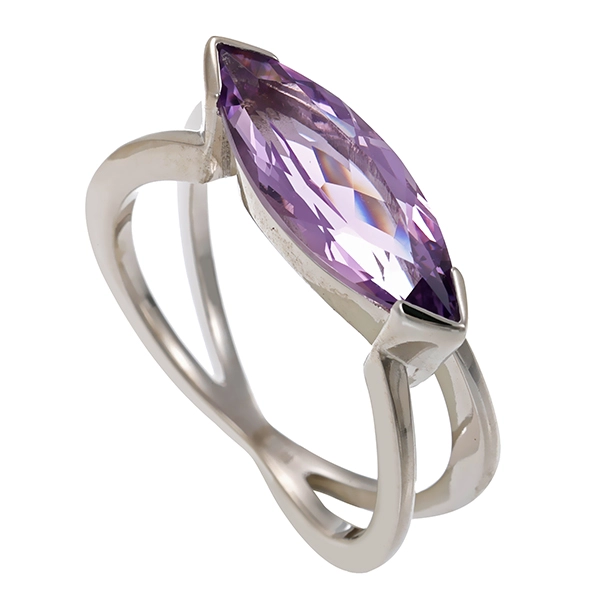 Ring, 14K, Weißgold, Amethyst