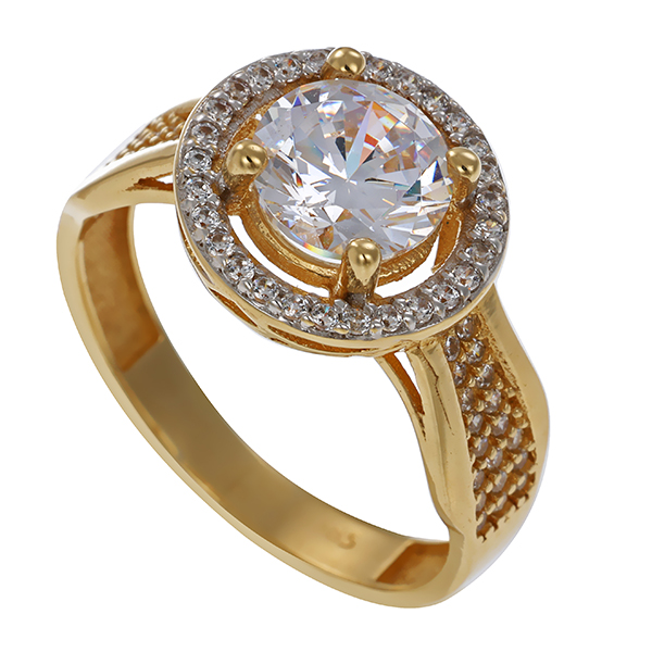 Ring, 14K, Gelbgold, Zirkonia