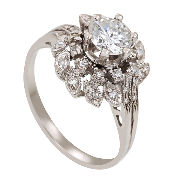 Diamantring, 18K, Weißgold, Brillant, Diamanten