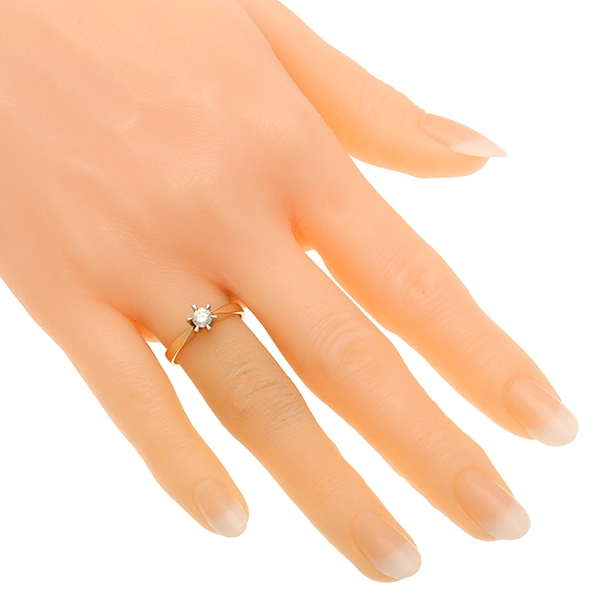 Diamantring, 14K, Gelb-/Weißgold, Brillant 0,23 ct