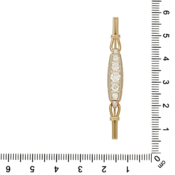 Brosche, 14K, Gelb-/Weißgold, Diamanten, Antikstil
