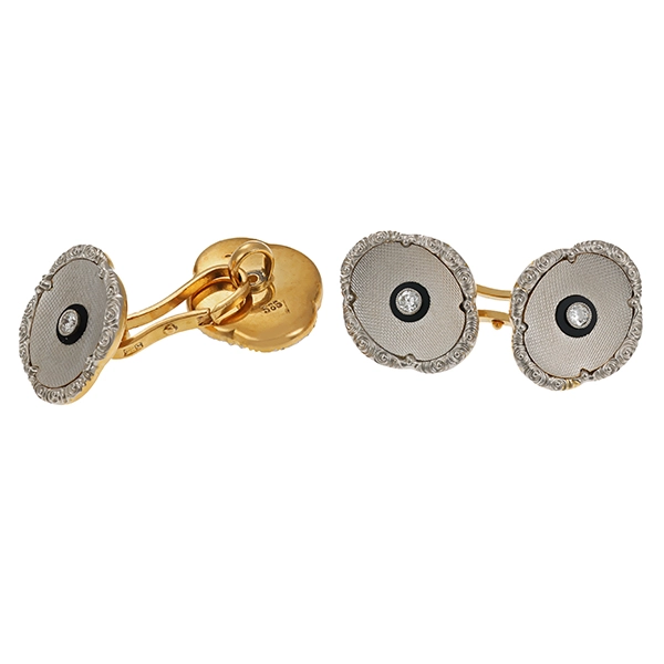 Manschettenknöpfe, 14K, Gelb-/Weißgold, Diamanten