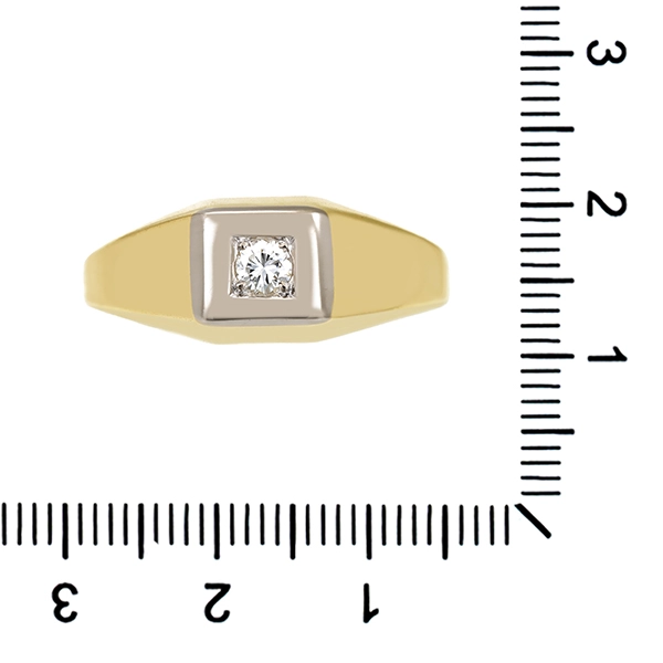 Herrenring, 14K, Gelb-/Weißgold, Brillant