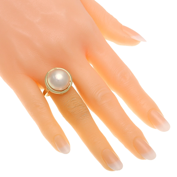 Ring, 14K, Gelbgold, Mabe-Perle