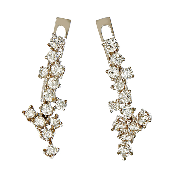 Ohrhänger, 14K, Weißgold, Zirkonia