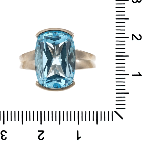 Ring, 14K, Weißgold, Topas blau