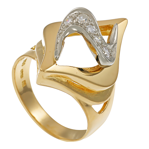 Ring, 18K, Gelb-/Weißgold, Brillanten