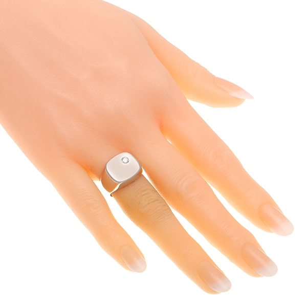 Herrenring, 14K, Weißgold, Brillant