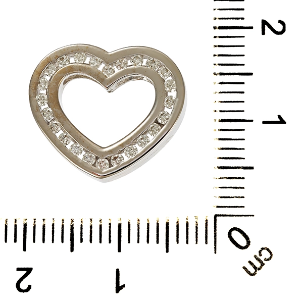 Anhänger, 14K, Weißgold, Brillanten, Herz