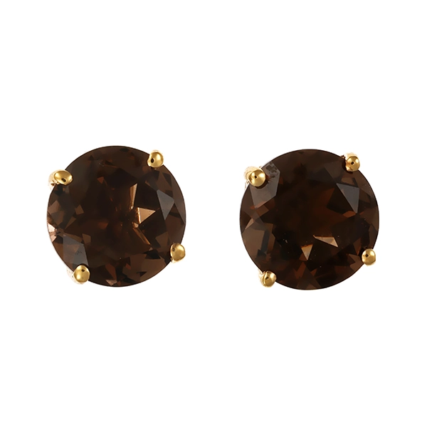 Ohrstecker, 8K, Gelbgold, Rauchquarz