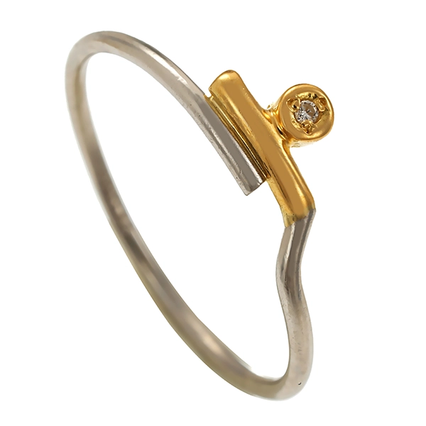 Diamantring, Pt950, Platin/Gelbgold, Brillant