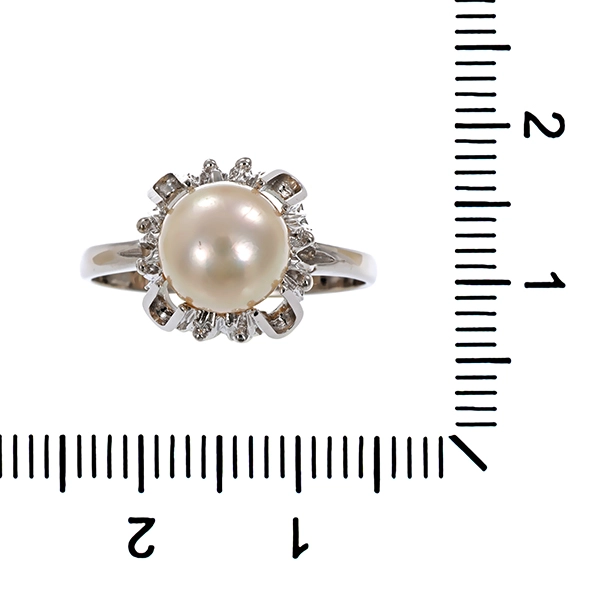 Ring, 14K, Weißgold, Perle