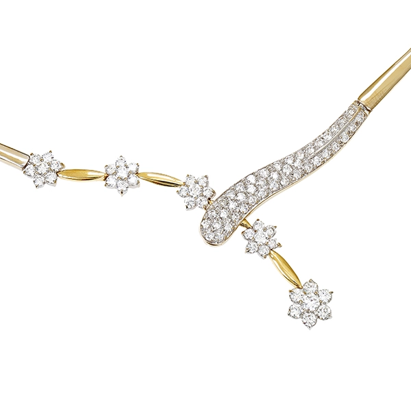 Collier, 14K, Gelb-/Weißgold, Zirkonia