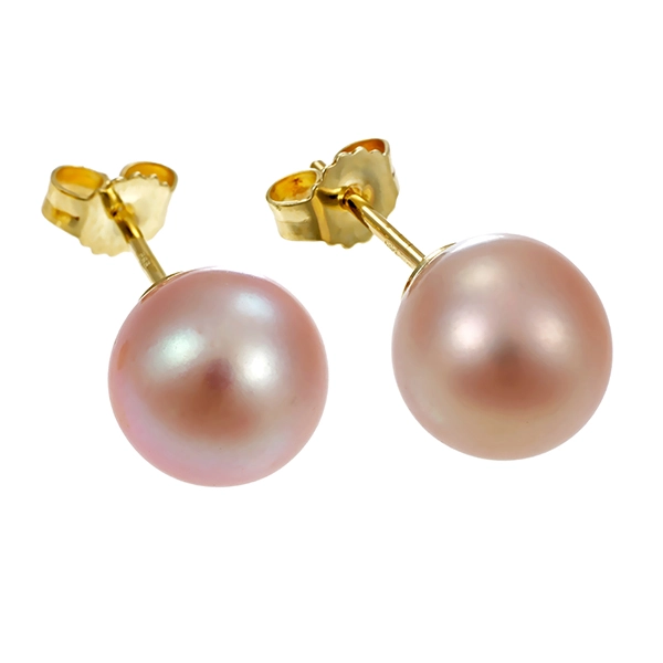 Ohrstecker, 14K, Gelbgold, synth. Perle
