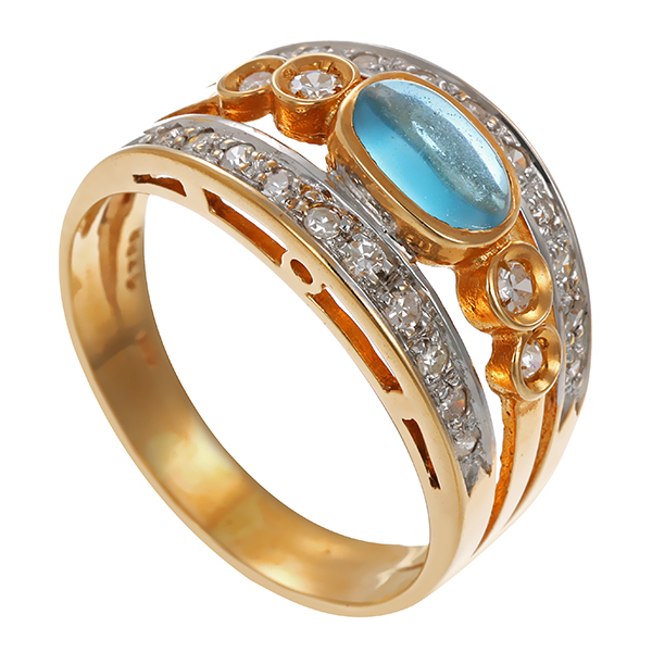 Ring, 14K, Gelbgold, Diamanten