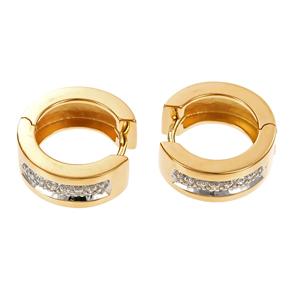 Creolen, 14K, Gelb-/Weißgold, Diamanten