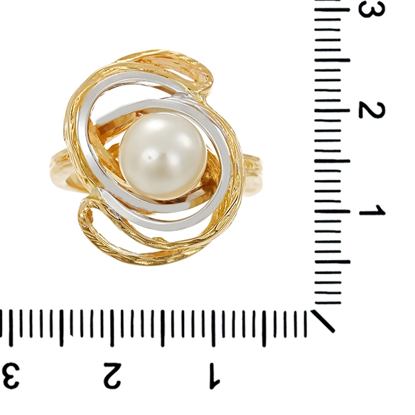 Ring, 18K, Gelb-/Weißgold, Perle