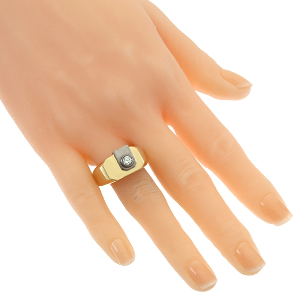 Herrenring, 18K, Gelb-/Weißgold, Brillant 0,25 ct