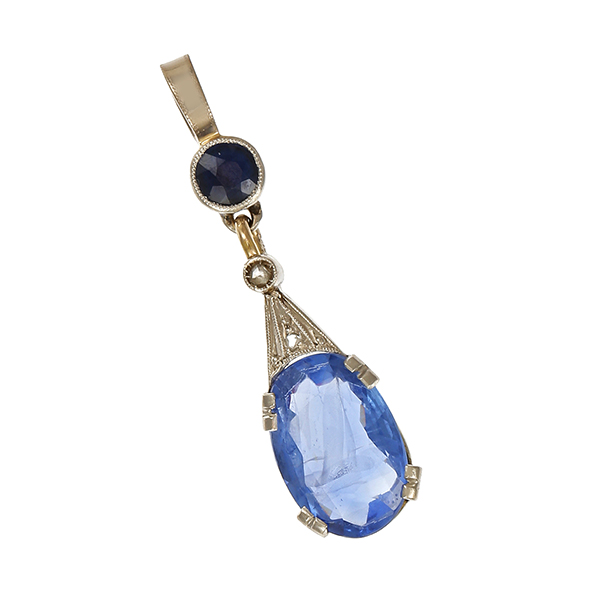 Anhänger, 14K, Weißgold, Saphire, Diamantrosen