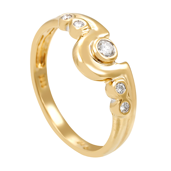 Diamantring, 14K, Gelbgold, Brillanten