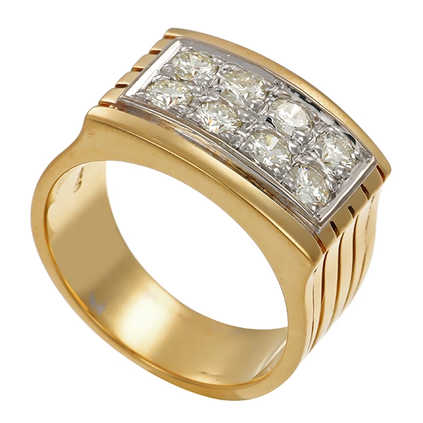 Herrenring, 18K, Gelb-/Weißgold, Brillanten 0,56 ct