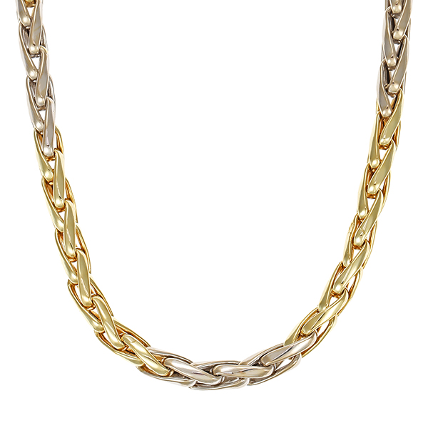 Collier, 14K, Gelb-/Weißgold, Zopf