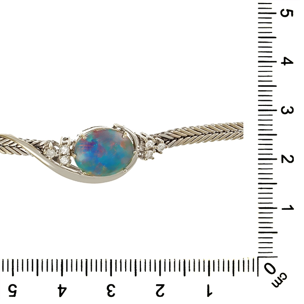 Armband, 14K, Weißgold, Diamanten, Opaltriplette