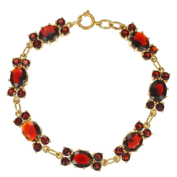 Armband, 8K, Gelbgold, Granat