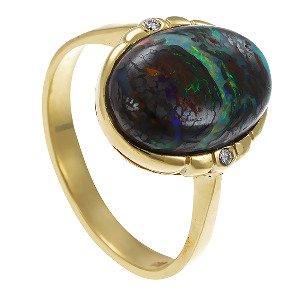 Ring, 14K, Gelbgold, Opal, Brillant