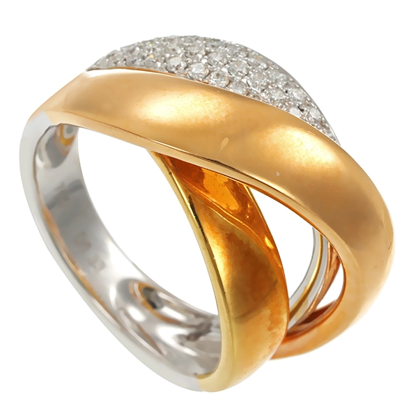 Brillantring, 18K, Rot-/Gelb-/Weißgold, Brillanten