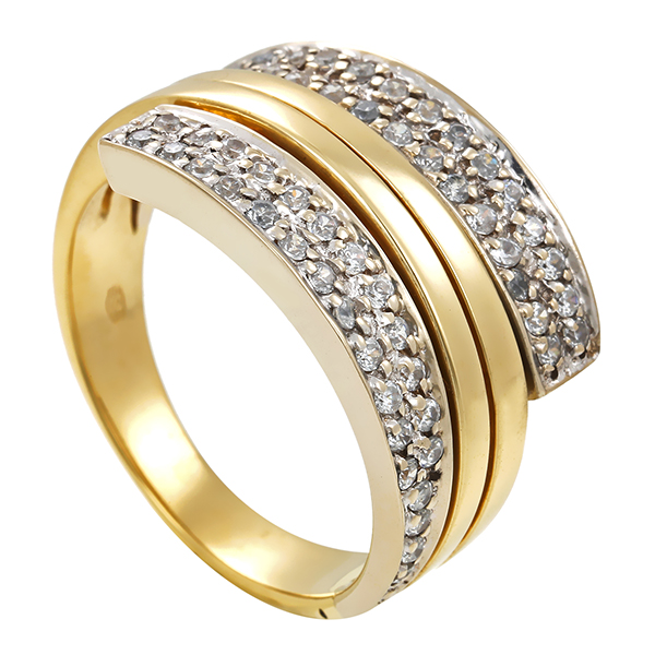 Ring, 14K, Gelb-/Weißgold, Zirkonia