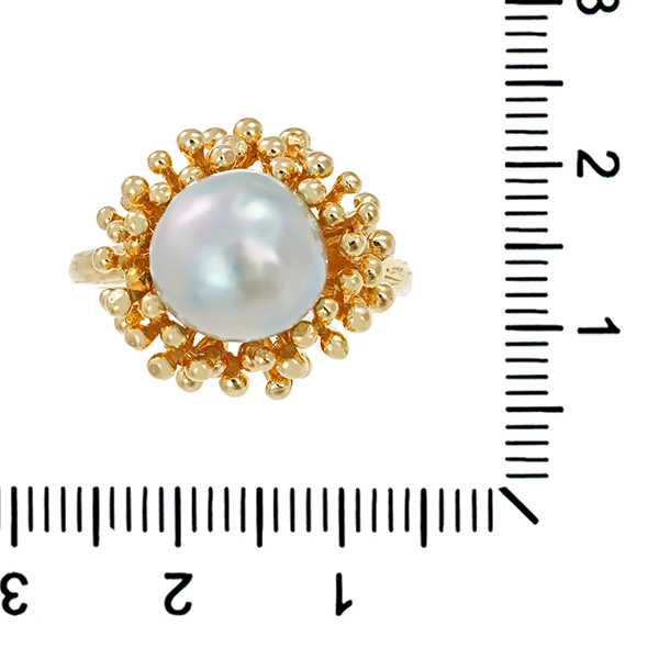 Ring, 14K, Gelbgold, Perle