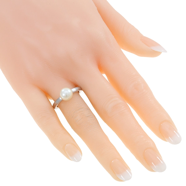 Ring, 18K, Weißgold, Perle