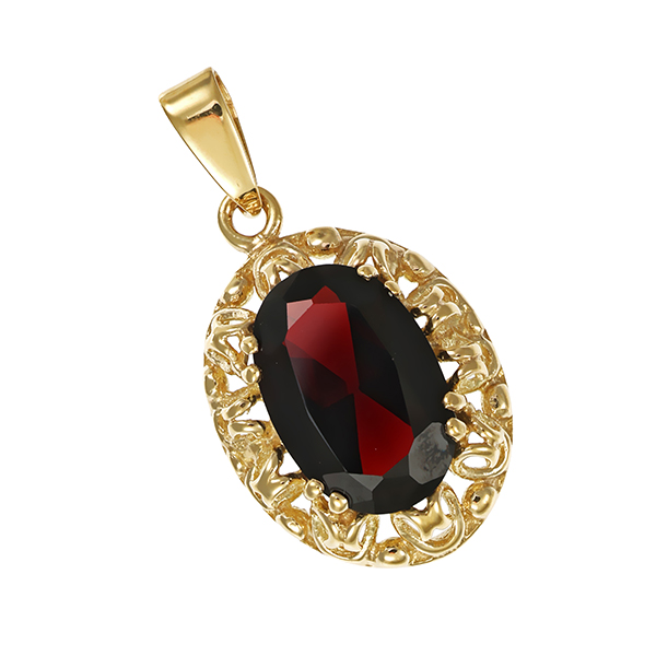 Anhänger, 8K, Gelbgold, Granat